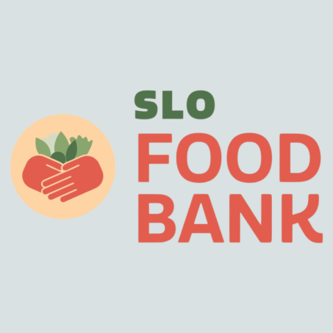 SLO Food Bank logo on light blue background