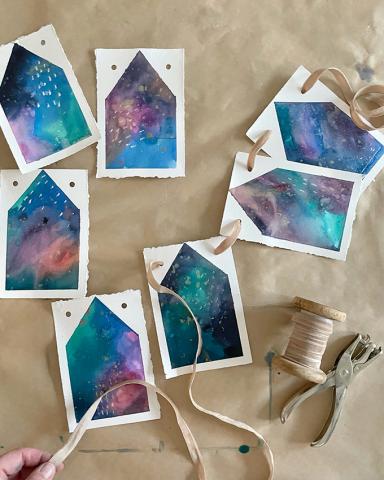 watercolor house garland