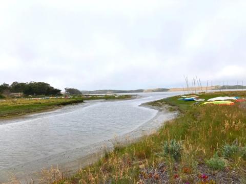 Landscape image with water and boats