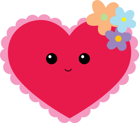 smiling heart with flowers