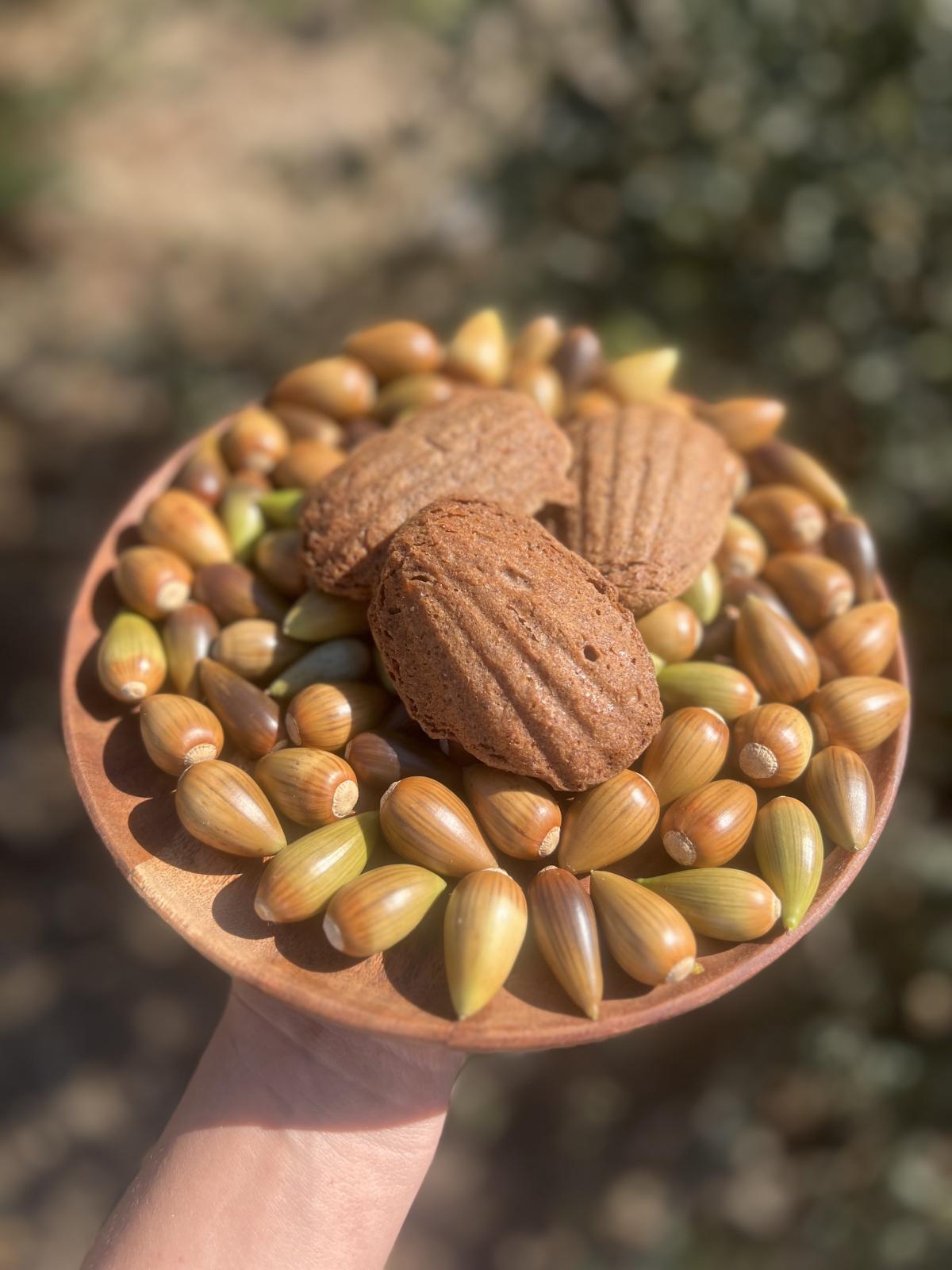 A platter of acorns is displayed.