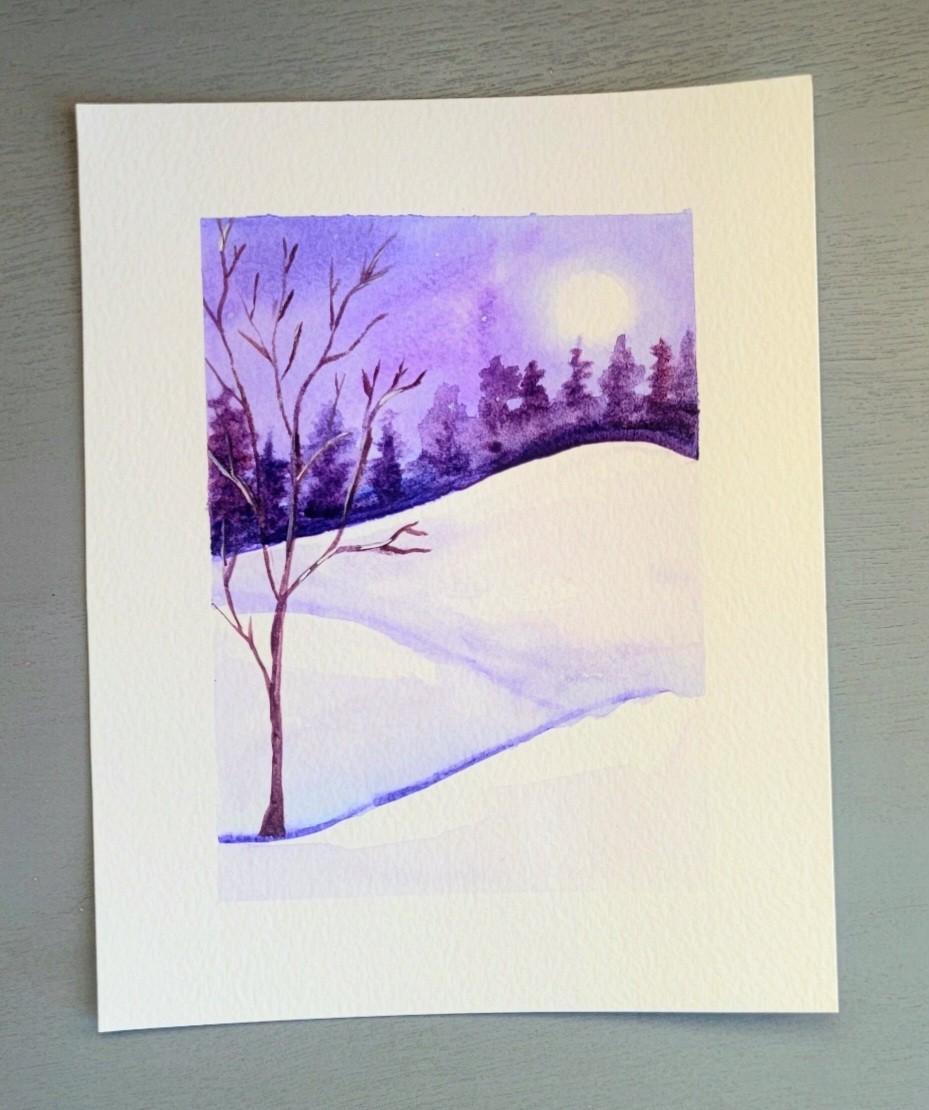 Winter watercolor scene